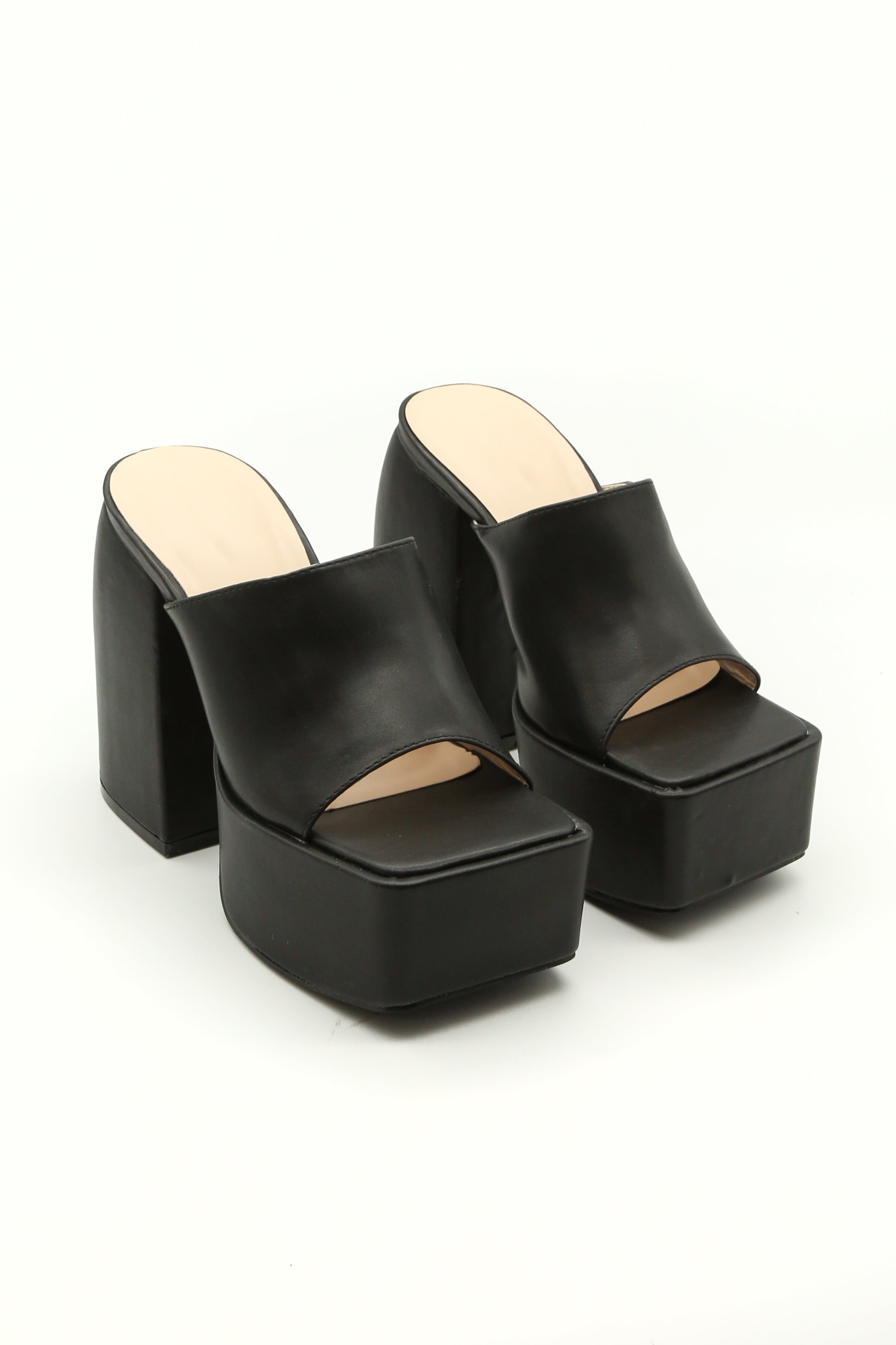 Black Open Toe Platform Heel