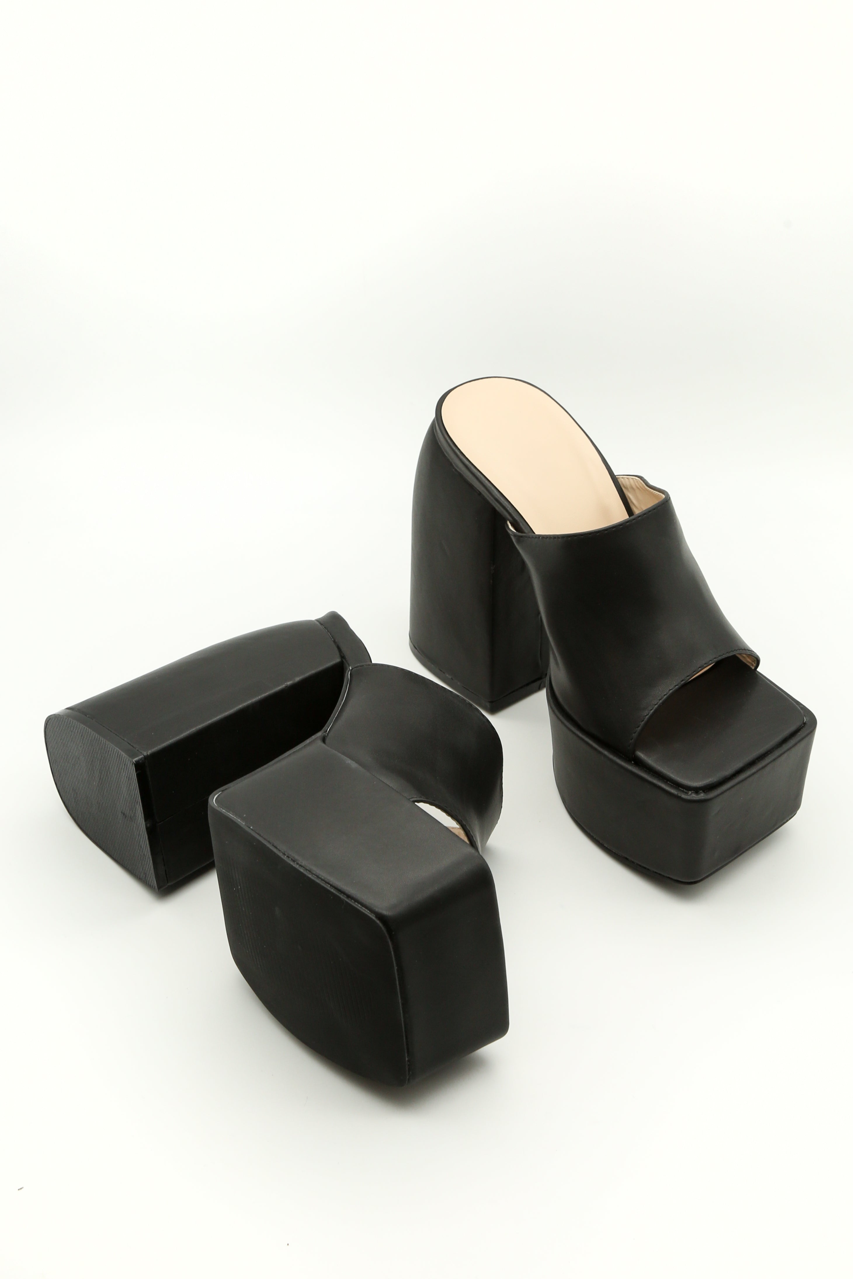 Black Open Toe Platform Heel