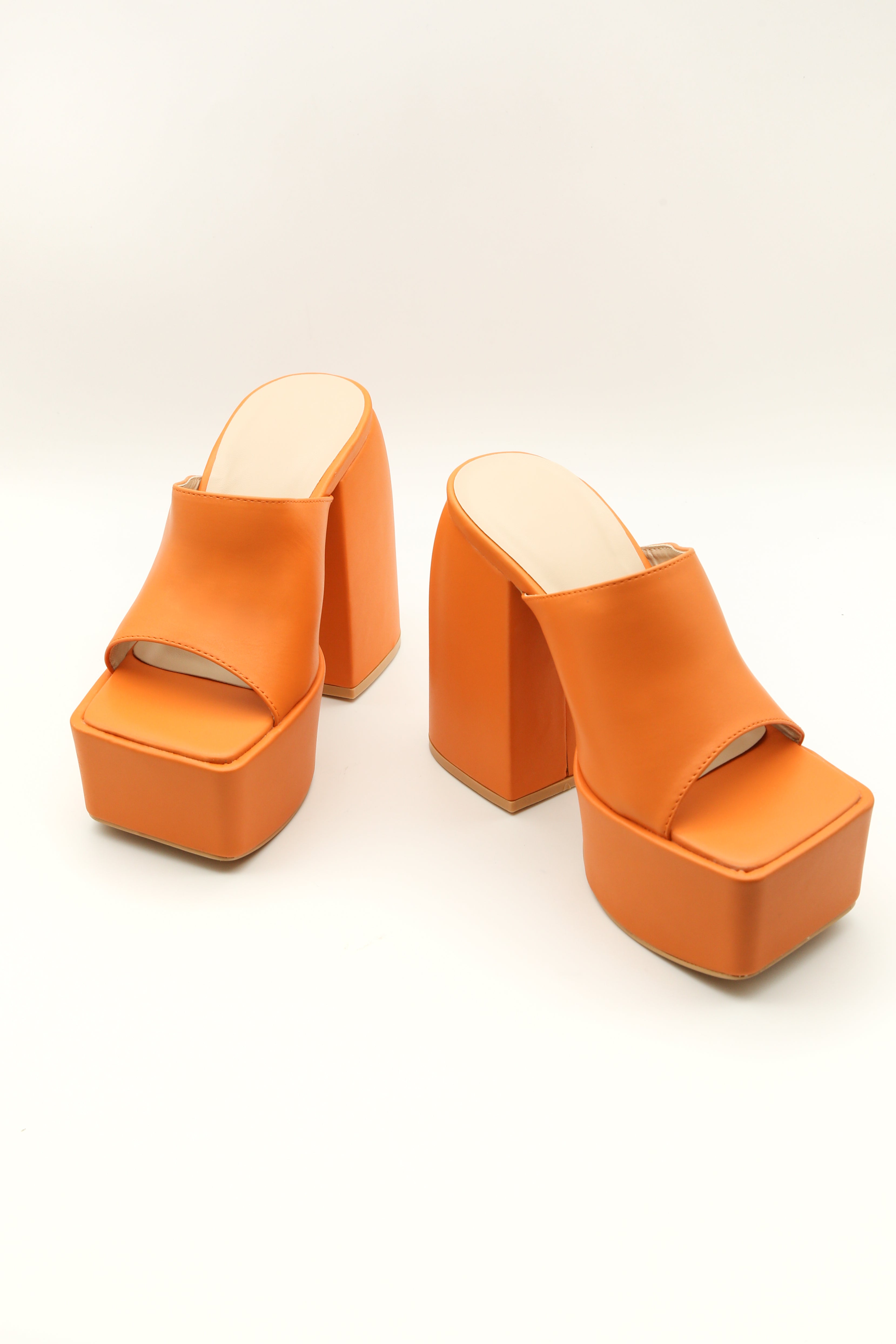 Orange Open Toe Platform Heel
