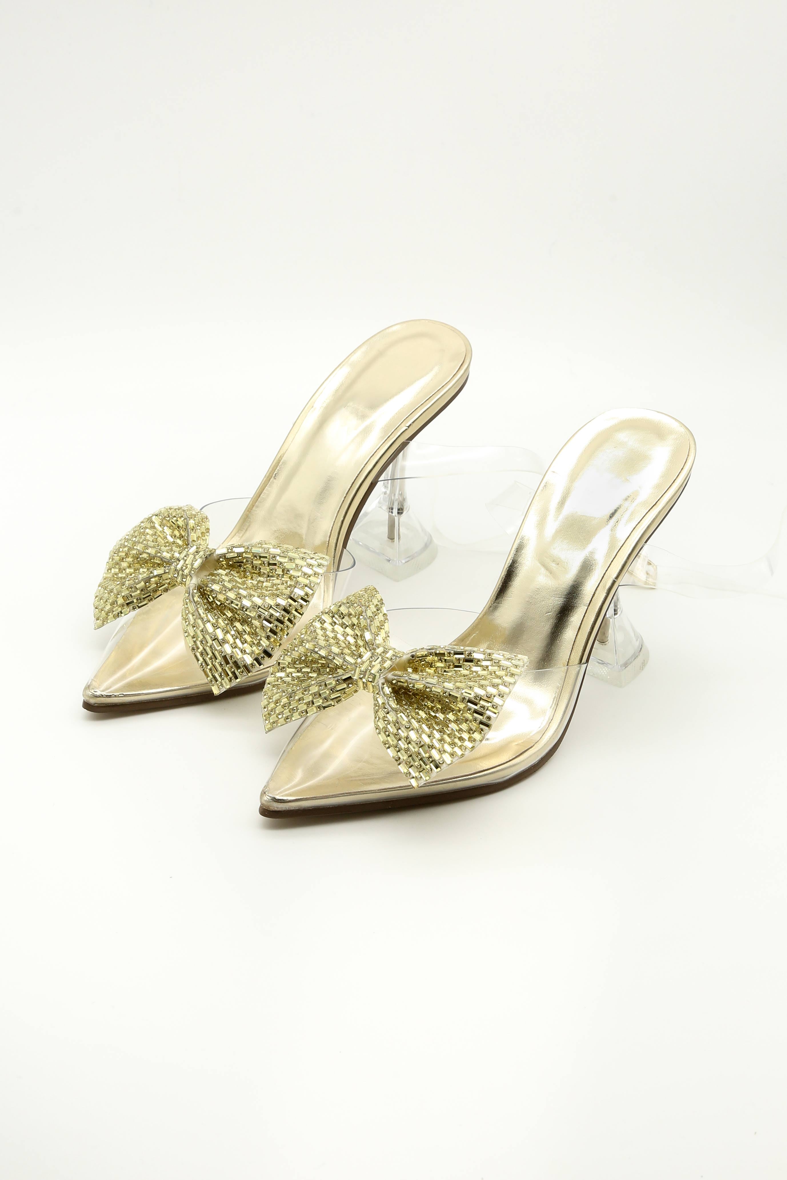 Gold Diamante Cake Stand Heeled Courts