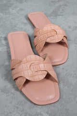 Blush Criss-Cross Flat Sandals