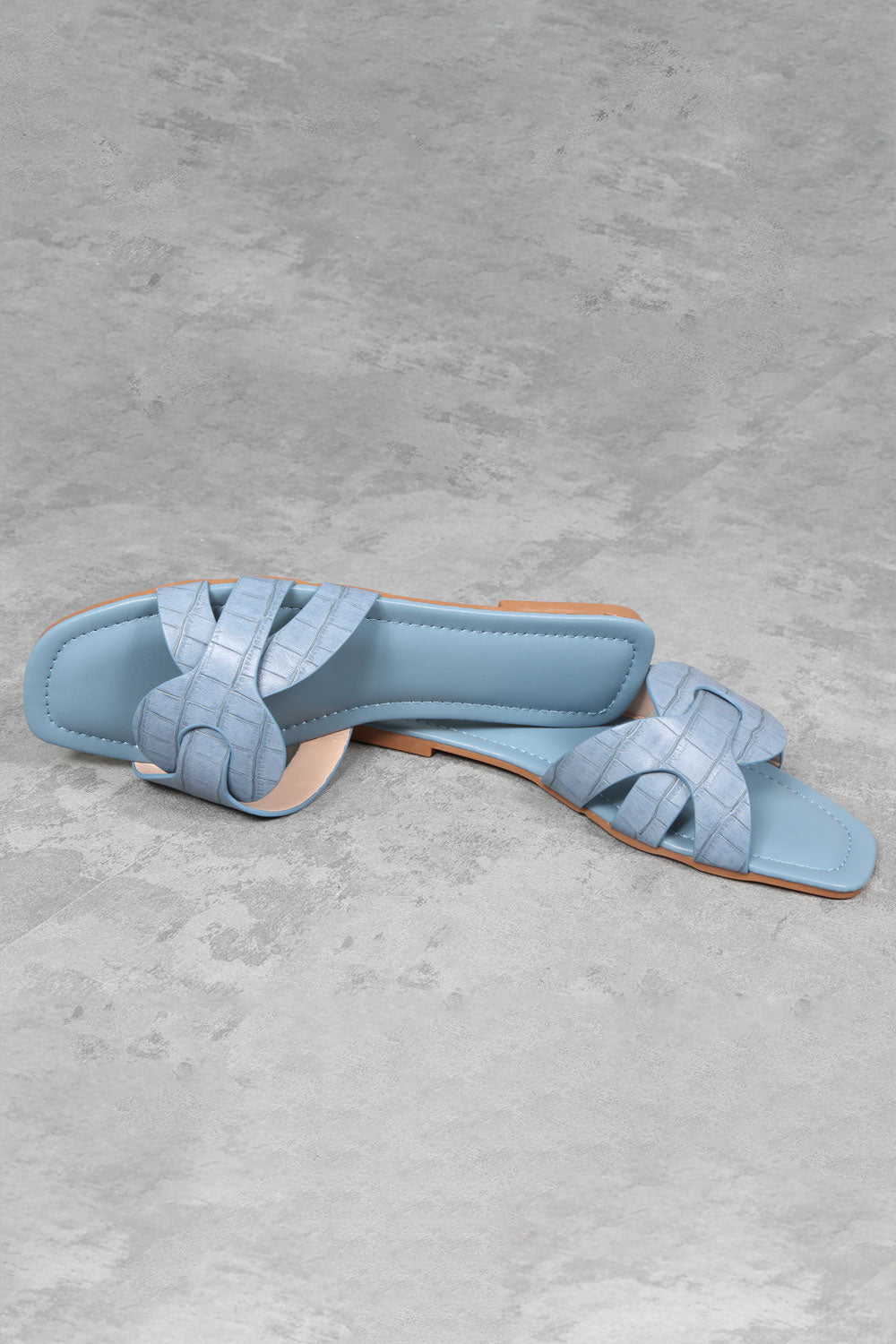 Powder Blue Criss-Cross Flat Sandals